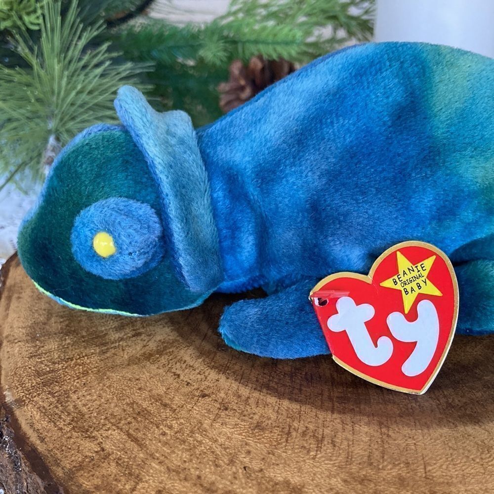 Vintage 1997 Ty Beanie Baby Rainbow The Chameleon Birthday October 14, 1997